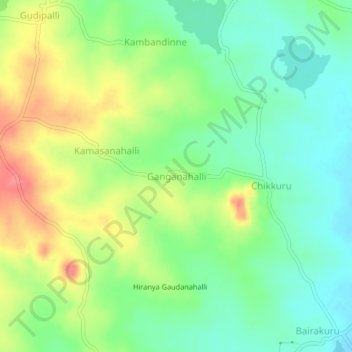 Mappa topografica Ganganahalli, altitudine, rilievo