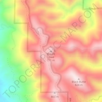 Mappa topografica Mount Lowe, altitudine, rilievo