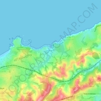 Mappa topografica Haïcabia, altitudine, rilievo