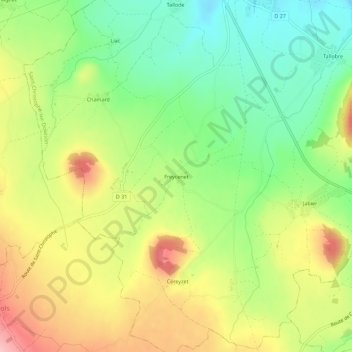 Mappa topografica Freycenet, altitudine, rilievo