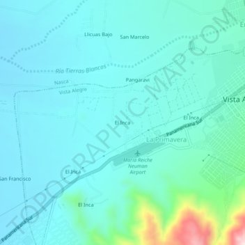 Mappa topografica El Inca, altitudine, rilievo