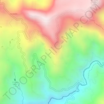 Mappa topografica Pueblo Hondo, altitudine, rilievo