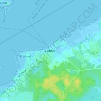Mappa topografica Bodstedt, altitudine, rilievo