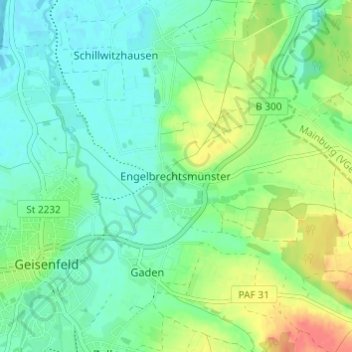 Mappa topografica Engelbrechtsmünster, altitudine, rilievo