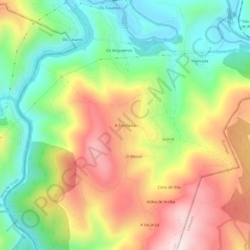 Mappa topografica A Enciñeira, altitudine, rilievo