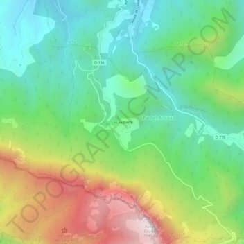 Mappa topografica Les Auberts, altitudine, rilievo
