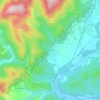 Mappa topografica Frangouille, altitudine, rilievo