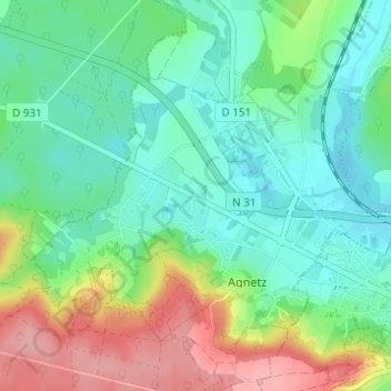 Mappa topografica Gicourt, altitudine, rilievo