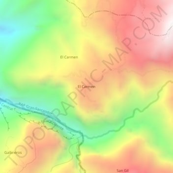 Mappa topografica El Carmen, altitudine, rilievo