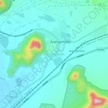 Mappa topografica Perumalpuram, altitudine, rilievo