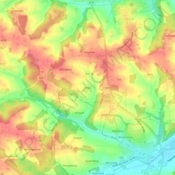 Mappa topografica Höfen, altitudine, rilievo