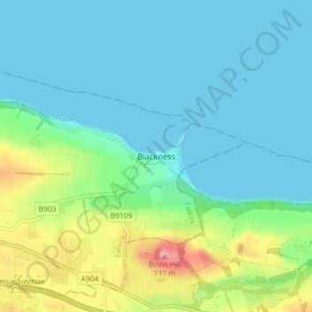 Mappa topografica Blackness, altitudine, rilievo