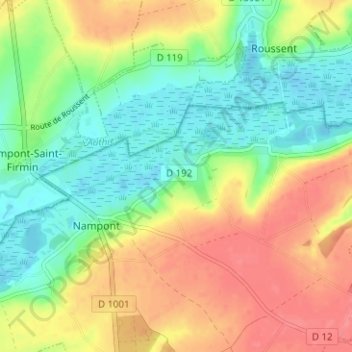 Mappa topografica Montigny, altitudine, rilievo