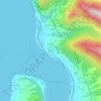 Mappa topografica Vesto, altitudine, rilievo