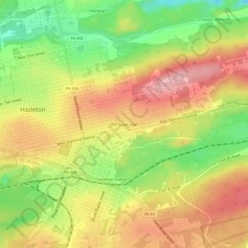 Mappa topografica Old Sugar Loaf, altitudine, rilievo
