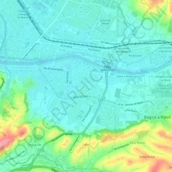 Mappa topografica Borgo delle Lame, altitudine, rilievo