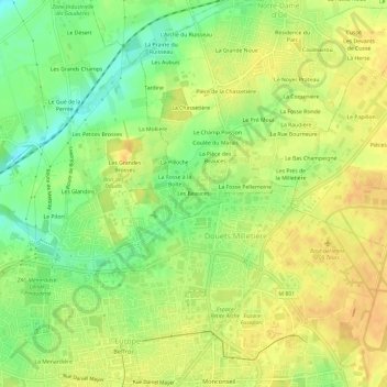 Mappa topografica Les Beauces, altitudine, rilievo