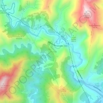 Mappa topografica Collabassa, altitudine, rilievo