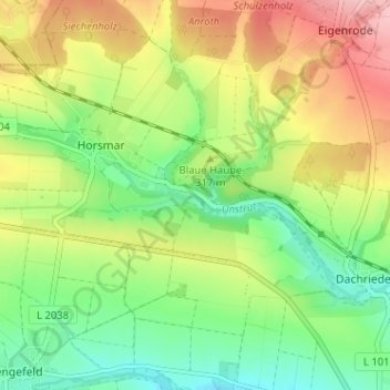 Mappa topografica Beyrode, altitudine, rilievo