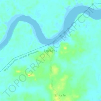 Mappa topografica Pau-Santo, altitudine, rilievo