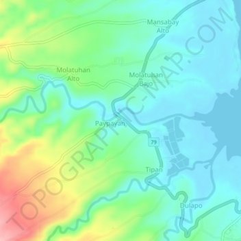 Mappa topografica Paypayan, altitudine, rilievo