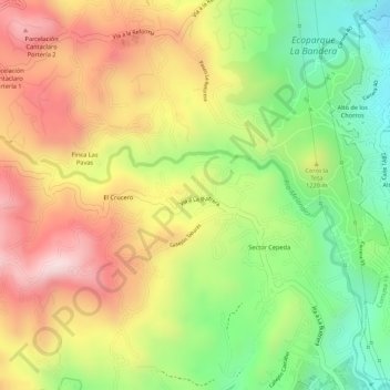 Mappa topografica El Crucero, altitudine, rilievo