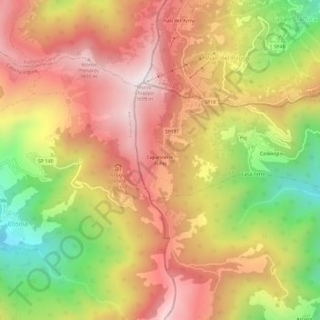 Mappa topografica Capannette di Pej, altitudine, rilievo