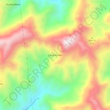 Mappa topografica Llano Mateo, altitudine, rilievo