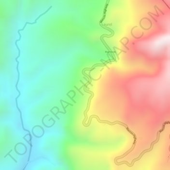 Mappa topografica Overlooking, altitudine, rilievo