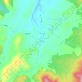 Mappa topografica Browntown, altitudine, rilievo