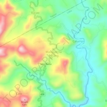Mappa topografica Malapad na Parang, altitudine, rilievo