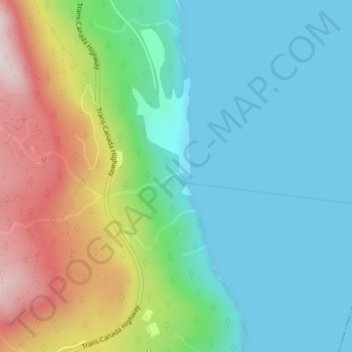 Mappa topografica Bamberton, altitudine, rilievo