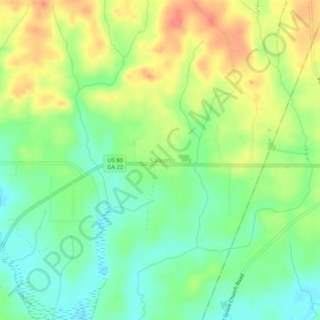 Mappa topografica Salem, altitudine, rilievo