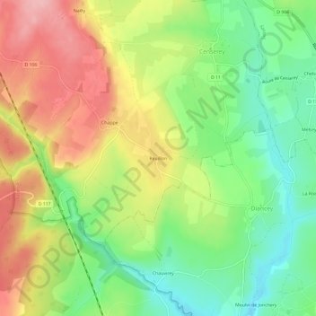Mappa topografica Reuillon, altitudine, rilievo