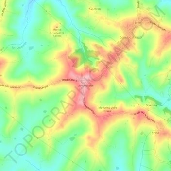 Mappa topografica Solfanuccio, altitudine, rilievo