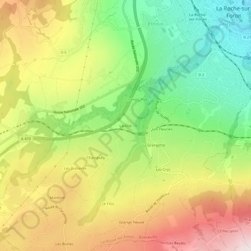 Mappa topografica Lavillat, altitudine, rilievo