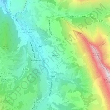 Mappa topografica Truziaud, altitudine, rilievo