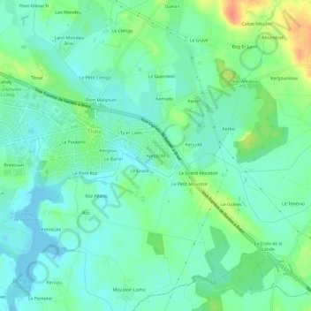 Mappa topografica Kercécile, altitudine, rilievo