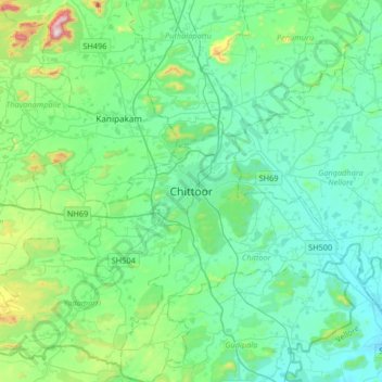 Mappa topografica Chittoor, altitudine, rilievo