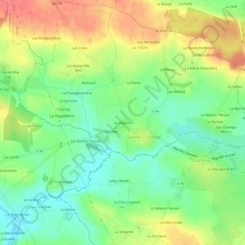 Mappa topografica Le Bignon, altitudine, rilievo