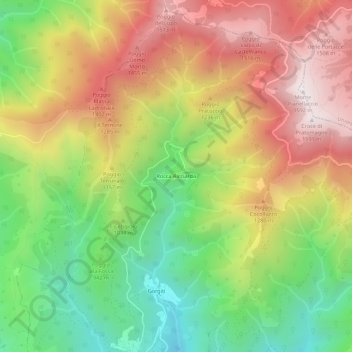 Mappa topografica Rocca Ricciarda, altitudine, rilievo
