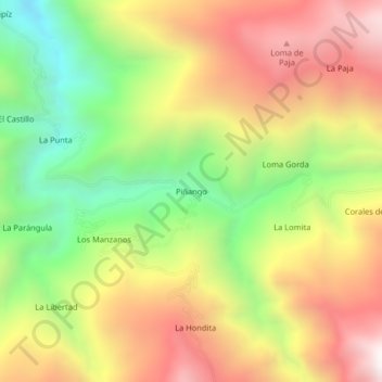 Mappa topografica Piñango, altitudine, rilievo