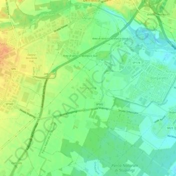 Mappa topografica Tetti Valfrè, altitudine, rilievo