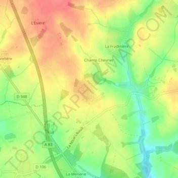 Mappa topografica L'Augoire, altitudine, rilievo