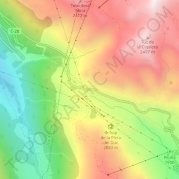 Mappa topografica Port de la Bonaigua, altitudine, rilievo