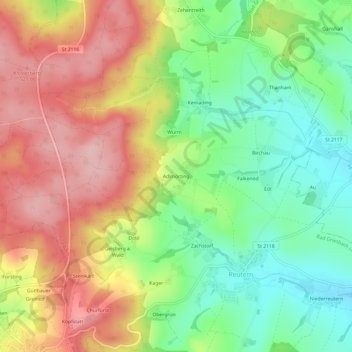 Mappa topografica Adlmörting, altitudine, rilievo