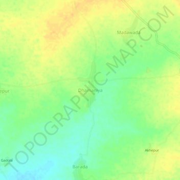 Mappa topografica Dhamaniya, altitudine, rilievo