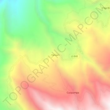 Mappa topografica Yaman, altitudine, rilievo