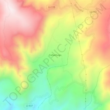 Mappa topografica Coñachugo, altitudine, rilievo