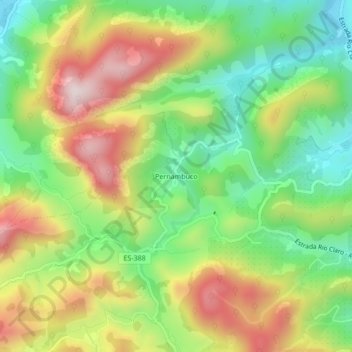 Mappa topografica Pernambuco, altitudine, rilievo